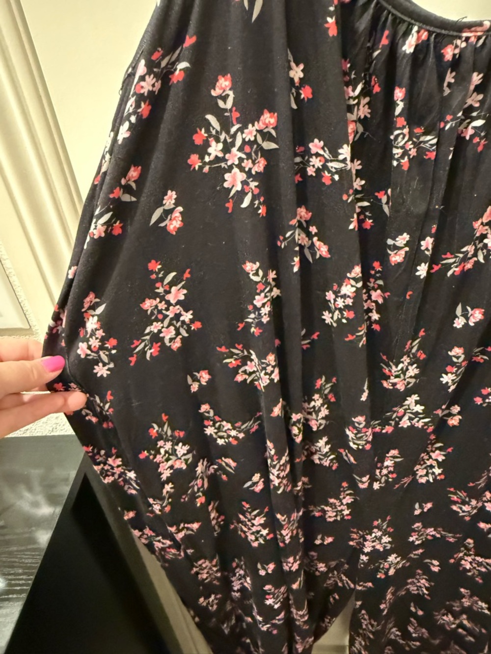 Black Floral Spaghetti Strap Jumpsuit - Picture 3 of 4